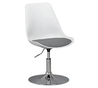 AMSTYLE Fauteuil Pivotant Korsika Tissu Blanc Gris, Réglable en Hauteur | chaise de salle à manger pied trompette 360° pivotant, chaise pivotante dossier, tabouret pivotant caoutchouté plaque de pied
