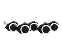 AMSTYLE Lot de 5 Sol Dur Lisse pour Chaise de Bureau 11 mm axe/diamètre 50 mm | roulettes de Chaise de Bureau Haut de Gamme Blanche | roulettes de Chaise pivotantes pour sols durs