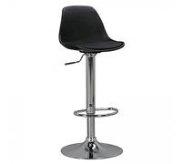 AMSTYLE Tabouret de Bar Korsika Similicuir Noir | chaise de bar avec pied trompette 360° pivotant, pouf avec caoutchouté plaque de pied, chaise comptoir pour bar et cuisine