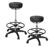 AMSTYLE Tabouret Rouleaux Roland Noir Tabouret Rond freinées Chaise Travail Hauteur 120KG Tabouret réglable