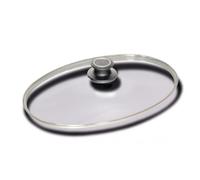 AMT Gastroguss AMZN-04127S-Z1-L2 Couvercle ovale en verre avec bouton et bannière AMT 41 x 27 cm Convient pour les poêles à poissons AMT Gastroguss