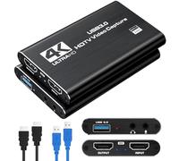 Amtake Carte de Capture Vidéo 4K, Boitier d'Acquisition Vidéo USB 3.0, Sortie HDMI 4K, Enregistrement Streaming 1080P 60 FPS, Compatible Xbox/PS4/Switch/Caméra/PC/OBS