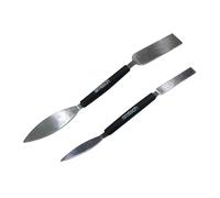 Amtech G1855 Ensemble d'outils de profilage de feuilles et carrés, lames triangulaires et carrées, truelle de plâtrier, petit outil, double extrémité, 2 pièces