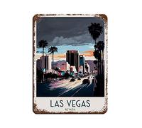 AMTETE Poster de voyage Las Vegas Nevada en métal vintage pour pub, club, café, bar, maison, décoration murale rétro 30 x 40 cm