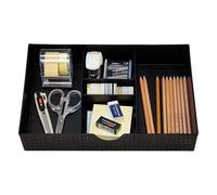 Amtido Plateau de rangement pour tiroir de bureau pour fournitures de bureau et accessoires - Boîte de rangement à tiroirs - 3 compartiments avec 2 séparateurs réglables - Noir