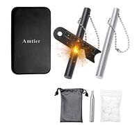 Amtier Pierre à feu de Survie en Acier - Kit Allume-feu pour Survie en Plein air, Camping, magnésium, ferrocium, Rod Firesteel avec grattoir à échelle et Coton - Outil de Survie d'urgence pour Les