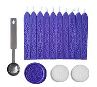 AMTOL Lot de 10 bâtons de cire à cacheter avec mèche, 2 bougies blanches et 1 cuillère à fondre pour invitations de mariage, cartes, enveloppes et sceaux (violet)