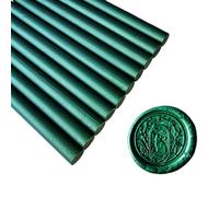 AMTOL Lot de 10 bâtons de cire pour sceaux, bâtons de pour pistolet à colle, parfaits pour les invitations de mariage, les enveloppes, les emballages cadeaux(Vert sapin)