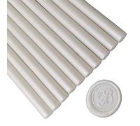 AMTOL Lot de 10 bâtons de cire pour sceaux, bâtons de pour pistolet à colle, parfaits pour les invitations de mariage, les enveloppes, les emballages cadeaux(perle blanche)