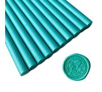 AMTOL Lot de 10 bâtons de cire pour sceaux de cire, bâtons de pour pistolet à colle, parfaits pour les invitations de mariage, les enveloppes, les emballages cadeaux(Vert malachite)