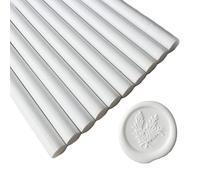 AMTOL Lot de 10 bâtons de cire pour sceaux de cire, bâtons de pour pistolet à colle, parfaits pour les invitations de mariage, les cartes, les enveloppes, les emballages cadeaux(Blanc)