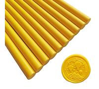 AMTOL Lot de 10 bâtons de cire pour sceaux de cire, bâtons de pour pistolet à colle, parfaits pour les invitations de mariage, les enveloppes, les emballages cadeaux(Jaune)