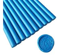 AMTOL Lot de 10 bâtons de pour sceaux de cire, bâtons de cire pour pistolet à colle, parfaits pour les invitations de mariage, les cartes, les enveloppes, les emballages cadeaux(Bleu)