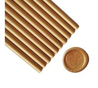 AMTOL Lot de 10 bâtons de pour sceaux de cire, bâtons de cire pour pistolet à colle, parfaits pour les invitations de mariage, les cartes, les enveloppes, les emballages cadeaux(Or)