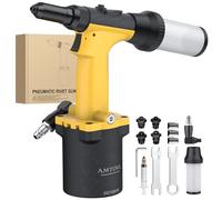AMTOVL 1000KGF Riveteuse Pneumatique 4 Tailles 2,4mm 3,2mm 4mm 4,8mm Pistolet à Riveter Pneumatique 1/4" BSPT Course Maximale 20MM Idéal pour Maison Décoration Industrie