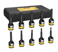 AMTOVL 10PCS Jeu de Douilles à Impact XZN Jaune 1/2'' M5-M18 Acier Allié S2 HRC58-62 Douilles Embout XZN avec Anneau en Cuir Epingle Boîte de Rangement pour Réparation Automobile d’Appareil