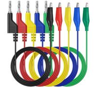 AMTOVL 5pcs Câbles de Test de Multimètre 4mm Fiche Banane Empilable Cordon Testeur Multimètre 1M 5A 5 Couleurs Câbles De Test avec Pince Crocodile pour Multimètre Professionnel