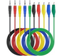 AMTOVL 5pcs Cordon Testeur Multimètre 1M 5A Câbles De Mesure Câbles de Test avec Pince Crocodile 4mm Double Ended Crocodile Alligator Clips 5 Couleurs pour Multimetre Professionnel Testeur Electrique