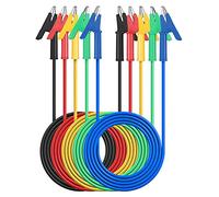 AMTOVL 5PCS Double Ended Crocodile Alligator Clips 15A Test Lead Wire Cable avec isolateurs Clips Test Flexible Cuivre Câble pour Test Électrique 5 Couleurs 3.3ft/1m
