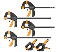 AMTOVL Kit de Serre-joints à une Main Comprenant 2pcs Ouverture 155mm, Plage d'Extension 130-280mm 2pcs Largeur de Serrage 310mm Plage d'Extension 130-435mm avce 2 Pinces à Ressort pour la Fixation