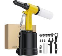 AMTOVL Riveteuse Pneumatique avec 1780KGF pour 5 Tailles 2.4mm(3/32") 3.2mm (1/8") 4mm (5/32") 4.8mm (3/16") 6.4mm (1/4") Pistolet à Rivet Pneumatique pour Réparation Automobile Industrie Rénovation