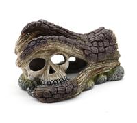 Amtra Crâne décoratif pour Aquarium d'eau Douce et d'eau de mer en résine, Aspect Bois, Non Toxique, 13 x 10,5 x 8,3 cm