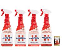 Amuchina Sgrassatore Attivo Superfici Spray dégraissant actif - Élimine jusqu'à 100 % de graisse incrustée - Lot de 4 sprays de 750 ml + Italian Gourmet Polpa 400 g