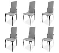 amuéblate Online - Lot de 6 chaises tapissées pour Salon, Salle à Manger, Finitions en Marengo et Pieds chromés, modèle Atena, Dimensions : 43 cm (Largeur) x 48 cm (Profondeur) x 99,5 cm (Hauteur)