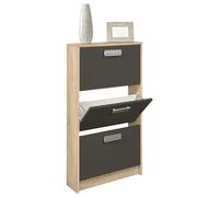 amuéblate online, Meuble à chaussures avec 3 portes, modèle Helsinki, finition couleur Puccini et graphite, bois, 108 cm (hauteur) x 60 cm (largeur) x 17 cm (profondeur)