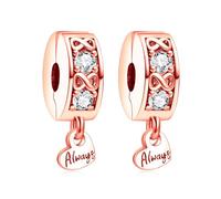 Amuefer 2Pcs Clip L'infini & Toujours Charms pour Bracelets et Colliers Argent Sterling Or rose Spacer Charme Noël Bijoux Cadeaux pour Femme Fille Petite-fille