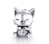 Amuefer Chats et Laines Charms pour Bracelets Pandora et Colliers Argent Sterling Perle avec Zircon Cubique Charme Noël Bijoux Cadeaux pour Femme Fille Petite-fille Enfant