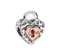 Amuefer Coeur Cadenas Bicolore Charms pour Bracelets et Colliers Argent Sterling Charme Saint Valentin Noël Bijoux Cadeaux pour Femme Fille Petite-fille Maman