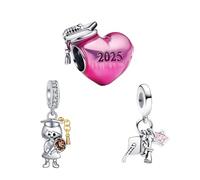 Amuefer Cœur Femme Graduating Doctor avec Rose Star Charms für Bracelets 925 Sterling Silver mit Cubic Zirconia Anhänger für Necklaces Anniversary Noël Bijoux Cadeaux für Frauen