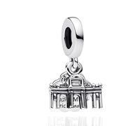 Amuefer Espagne Madrid Pendants Charms 925 Argent Dames Bracelet Collier Charms Chaîne Perles, Voyage Pendants Collier compatible