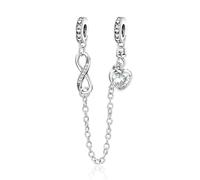 Amuefer Infinite Ahining Ring Love Heart Safety Chains pour Bracelets et Colliers, Argent Sterling Charme Saint Valentin Noël Anniversaire Bijoux Cadeaux pour Femme Fille Maman Épouse Amis