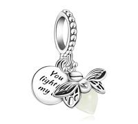 Amuefer Luciole Charms pour Bracelets et Colliers Argent Sterling Tu es la lumière de ma vie Charme Printemps Pâques Graduation Noël Bijoux Cadeaux pour Femme Fille