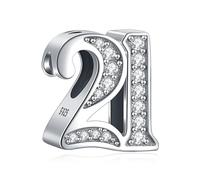 Amuefer Numéro Charms pour Bracelets Pandora et Colliers Argent Sterling Joyeux Anniversaire Perle Happy Birthday Charme Noël Bijoux Cadeaux pour Femme Fille Enfant