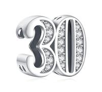 Amuefer Numéro Charms pour Bracelets Pandora et Colliers Argent Sterling Joyeux Anniversaire Perle Happy Birthday Charme Noël Bijoux Cadeaux pour Femme Fille Enfant