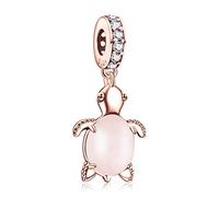 Amuefer Tortue en Verre Rose Charms pour Bracelets Pandora et Colliers Argent Sterling Océan Pendentif Charme Anniversaire Noël Bijoux Cadeaux pour Femme Fille Enfant
