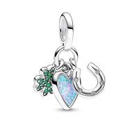 Amuefer Trèfle Fer à Cheval Charms pour Bracelets Pandora et Colliers Argent Sterling avec Zircon Cubique Cœur Perle Charme Noël Bijoux Cadeaux pour Femme Fille Enfant