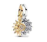 Amuefer Two-Color Star and Moon Dangle Charms pour Bracelets et Colliers, Argent Sterling Charme Saint Valentin Noël Anniversaire Bijoux Cadeaux pour Femme Fille Maman Épouse Amis