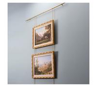 AMUFJJ cimaise pour Tableau Crochets Flexibles pour Rail d'image Et Fil De Laiton, Kit Galerie Personnalisé Support Appartement/Bureau/Studio(245cm/8' Rail,100cm/3.3' Chain)