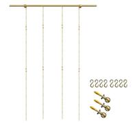 AMUFJJ cimaise pour Tableau Rail De Suspension Mural en Laiton pour Galerie, Rail D'affichage Photo Découpable, Matériel Musées d'art Et Expositions Peinture(2m/6.6' Chain,2.3m/7.5' Rail)