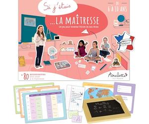 Amulette - Coffret Si J’étais la Maîtresse - Jeu Éducatif 6 à 10 Ans - 80+ Accessoires pour Jouer à la Maîtresse d’École Primaire - Jouet Cadeau Enfant Fille Garçon Métier - Fabriqué en France - GCMA