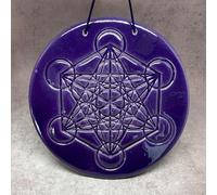 Amulette Cube de Métatron en Céramique Artisanale - Symbole de Protection et de Géométrie Sacrée - Fait Main en France - Énergie Positive et Ancrage Spirituel (Indigo)