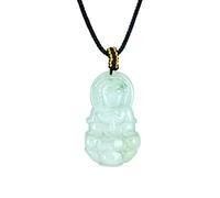 Amulette De Protection Yogi Long Collier Pendentif Bouddha Sculpté En Jade Blanc Calcédoine Mode Bohème Spirituelle Malaisie Pour Femmes Adolescents Hommes Cordon Noir 16 24 Pouces