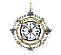 Amulette Elements of Nature Pendentif, Noir-Or Couleur Pendentif Bijoux Europe Style 925 Sterling Silver Vintage Cadeau pour Femmes Hommes