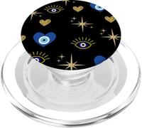 Amulette esthétique Mauvais œil Valentine Hamsa Noir PopSockets PopGrip pour MagSafe