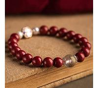 Amulette Feng Shui en Cristal de Cinabre de Pierres Précieuses Naturelles de Perles de Mala de Prière en Cristal de Quartz Chakra Bonne Chance Amulette Femmes,8mm