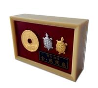 Amulette japonaise Omamori faite à la main - Tortues porte-bonheur et pièce porte-bonheur - Protection de la santé - Longévité - Expulsion de la malchance - Cadeau pour homme et femme